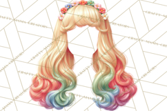 Rainbow Hair Stylist Clipart, Colorful Salon Tools PNG Product Image 5