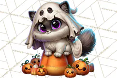 Cute Ghost Dogs And Cats Halloween PNG Clipart Product Image 3