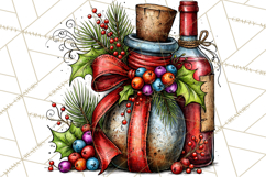 Christmas Wine Night Clipart PNG, Alcohol Christmas Png Product Image 3