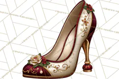 Christmas High Heel Clipart PNG, Whimsical Holiday Shoes Product Image 4