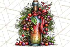 Christmas Wine Night Clipart PNG, Alcohol Christmas Png Product Image 5