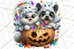 Cute Ghost Dogs And Cats Halloween PNG Clipart Product Image 5