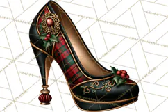 Christmas High Heel Clipart PNG, Whimsical Holiday Shoes Product Image 5