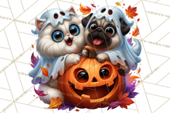 Cute Ghost Dogs And Cats Halloween PNG Clipart Product Image 2