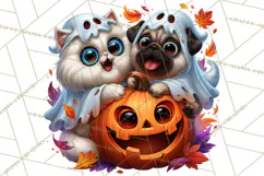 Cute Ghost Dogs And Cats Halloween PNG Clipart Product Image 2