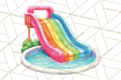 Summer Pool Party Clipart PNG, Rainbow Summer Png Designs Product Image 5