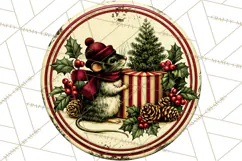 Vintage Christmas Round Signs Clipart, Rustic Metal Product Image 2