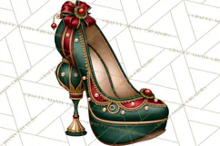 Christmas High Heel Clipart PNG, Whimsical Holiday Shoes Product Image 5