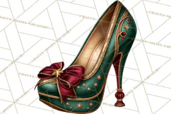 Christmas High Heel Clipart PNG, Whimsical Holiday Shoes Product Image 2