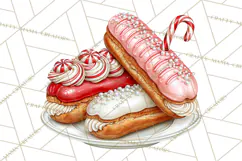 Peppermint Christmas Bakery Clipart PNG, Candy Cane Sweets Product Image 4