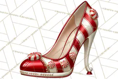 Christmas High Heel Clipart PNG, Whimsical Holiday Shoes Product Image 4