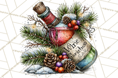 Christmas Wine Night Clipart PNG, Alcohol Christmas Png Product Image 5