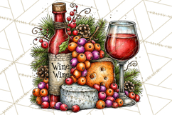 Christmas Wine Night Clipart PNG, Alcohol Christmas Png Product Image 2