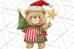 Christmas Teddy Bear Clipart PNG Watercolor Holiday Bears Product Image 2