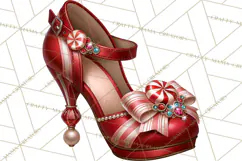 Christmas High Heel Clipart PNG, Whimsical Holiday Shoes Product Image 2