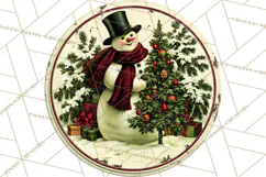 Vintage Christmas Round Signs Clipart, Rustic Metal Product Image 2