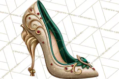 Christmas High Heel Clipart PNG, Whimsical Holiday Shoes Product Image 4