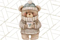Christmas Teddy Bear Clipart PNG Watercolor Holiday Bears Product Image 4