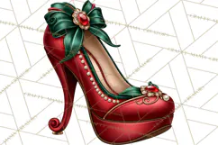 Christmas High Heel Clipart PNG, Whimsical Holiday Shoes Product Image 3