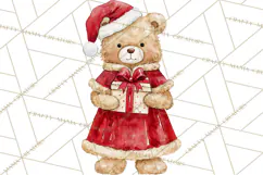 Christmas Teddy Bear Clipart PNG Watercolor Holiday Bears Product Image 3