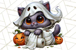 Cute Ghost Dogs And Cats Halloween PNG Clipart Product Image 3