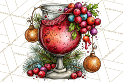 Christmas Wine Night Clipart PNG, Alcohol Christmas Png Product Image 3