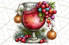 Christmas Wine Night Clipart PNG, Alcohol Christmas Png Product Image 3