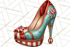 Christmas High Heel Clipart PNG, Whimsical Holiday Shoes Product Image 4