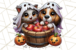 Cute Ghost Dogs And Cats Halloween PNG Clipart Product Image 4