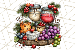Christmas Wine Night Clipart PNG, Alcohol Christmas Png Product Image 4