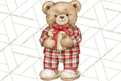 Christmas Teddy Bear Clipart PNG Watercolor Holiday Bears Product Image 5