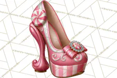 Christmas High Heel Clipart PNG, Whimsical Holiday Shoes Product Image 2