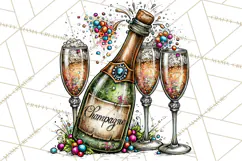 Christmas Wine Night Clipart PNG, Alcohol Christmas Png Product Image 3