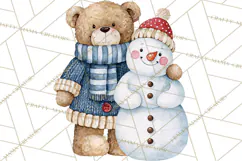 Christmas Teddy Bear Clipart PNG Watercolor Holiday Bears Product Image 3
