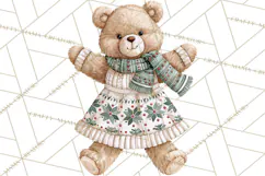 Christmas Teddy Bear Clipart PNG Watercolor Holiday Bears Product Image 4