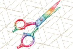 Rainbow Hair Stylist Clipart, Colorful Salon Tools PNG Product Image 5