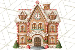 Downtown Gingerbread Town Buildings Clipart PNG Product Image 2