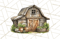 Rustic Homestead Living Clipart | Farm Cabin Png Designs Product Image 5