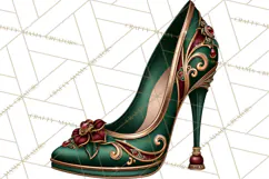 Christmas High Heel Clipart PNG, Whimsical Holiday Shoes Product Image 2