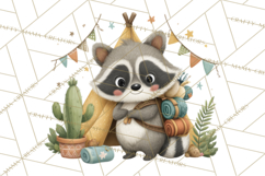 Cute Hiking Woodland Animals Adventure Clipart PNG Product Image 2