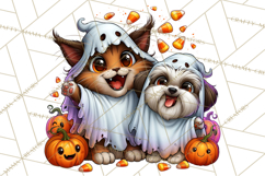 Cute Ghost Dogs And Cats Halloween PNG Clipart Product Image 3