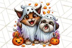 Cute Ghost Dogs And Cats Halloween PNG Clipart Product Image 3