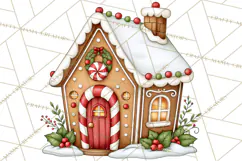 Downtown Gingerbread Town Buildings Clipart PNG Product Image 3