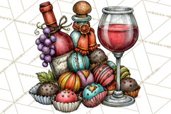 Christmas Wine Night Clipart PNG, Alcohol Christmas Png Product Image 3