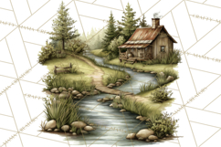 Rustic Homestead Living Clipart | Farm Cabin Png Designs Product Image 2