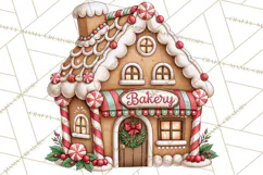 Downtown Gingerbread Town Buildings Clipart PNG Product Image 4