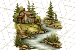 Rustic Homestead Living Clipart | Farm Cabin Png Designs Product Image 3
