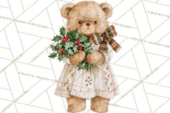 Christmas Teddy Bear Clipart PNG Watercolor Holiday Bears Product Image 4
