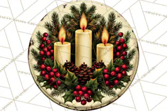 Vintage Christmas Round Signs Clipart, Rustic Metal Product Image 4