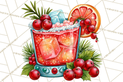 Christmas Cocktail Bar Clipart PNG Elements Product Image 4